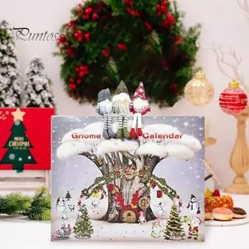Рождественский адвент-календарь с гномом 2024, 24-дневный календарь обратного отсчета с плюшевой игрушкой-гномом, набор кукол-гномов, праздничный декор для дома белый