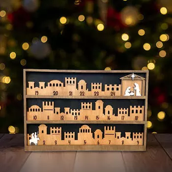 Рождественский Адвент-календарь с изображением Христа, рождественский шкаф из дерева для праздников Style B 43X28X2CM