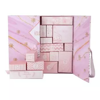 Рождественский адвент-календарь своими руками 2024 пустая коробка для заполнения 24-дневный рождественский календарь обратного отсчета Заполните свою собственную рождественскую подарочную коробку розовый