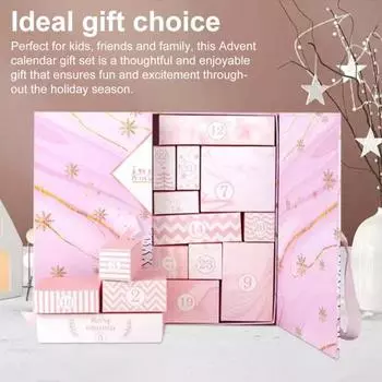 Рождественский адвент-календарь своими руками 2024 пустая коробка для заполнения 24-дневный рождественский календарь обратного отсчета Заполните свою собственную рождественскую подарочную коробку розовый