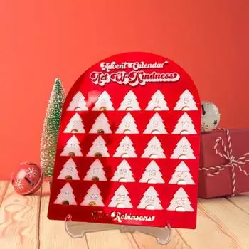 Рождественский адвент-календарь Yousheng 2024, украшение рождественской елки, 25-дневный акриловый календарь обратного отсчета для детей и взрослых красный