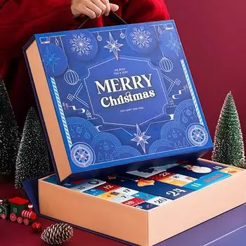 Рождественский адвент-календарь Yousheng, 24-дневный календарь обратного отсчета, рождественские подарки, набор пустых коробок для мальчиков, девочек, подростков, взрослых синий