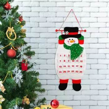 Рождественский адвент-календарь Yousheng, рождественский олень, Санта, снеговик, подвесной войлочный календарь обратного отсчета с 24 карманами для украшения стены, двери коричневый