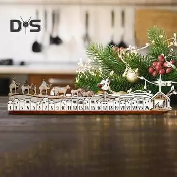 Рождественский Адвент Орнамент Деревянный Рождественский Календарь Обратного Отсчета Многоцелевой Адвент Календарь для Праздничного Декора Дома