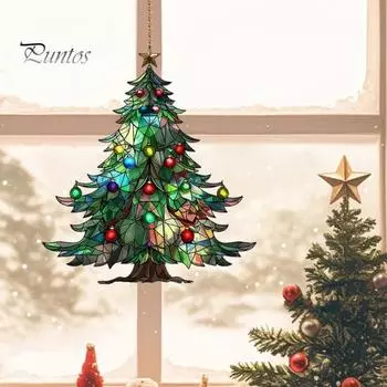 Рождественский акриловый ловец солнца, красочная рождественская елка/гном, подвесное украшение на окно, ловец света для наружного балкона, домашний декор 20cm