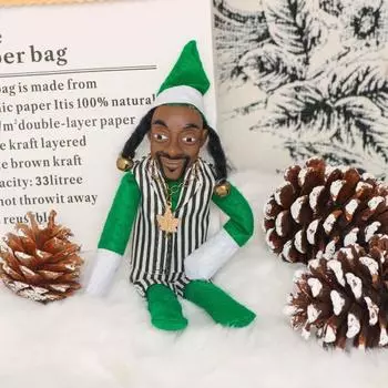 Рождественский эльф-рэпер, кукла-украшение, Snoop on a Stout, съемная одежда, солнцезащитные очки, шапка Санты, длинноногая кукла, праздничное украшение, подарок любителям хип-хопа C