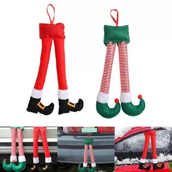 Рождественский эльф Санта-Клауса, ножки, багажник автомобиля, подвеска, украшения для автомобиля, тканевые ножки эльфа, лучшие подарки, праздничные плюшевые куклы для мальчиков и девочек зелёный