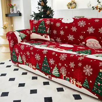 Рождественский эластичный чехол для дивана в гостиную, все включено, чехлы для диванов из спандекса, секционная мебель, чехол для дивана на 1/2/3/4 места 1 Seat sofa