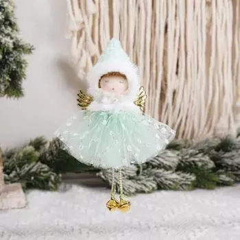 Рождественский Ангел Девушка Висячие Украшения Золотое Крыло Плюшевая Остроконечная Шляпа Тюлевая Юбка С Блестками Колокольчик Длинные Ноги Праздничная Рождественская Елка Девушка Кукла Подвеска Дети розовый
