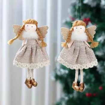 Рождественский ангел кукла Веселое Рождество блестки подвесной кулон елка Декор для дома 2024 Navidad Natal Noel Подарки Новый год 2025