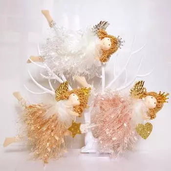Рождественский ангел-подвеска, плюшевая кукла, украшения для рождественской елки, украшение для домашней вечеринки, рождественские украшения, детские новогодние подарки 21CM белый