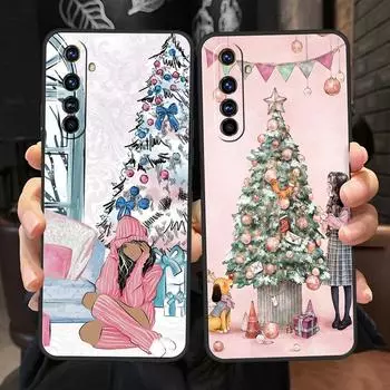 Рождественский арт девушки кофе для Realme 11 10 9 8 5G 7 6 GT2 Pro Plus C21 C11 C25 C35 чехол для Realme GT Neo 2 3 3T чехол для телефона Realme 11