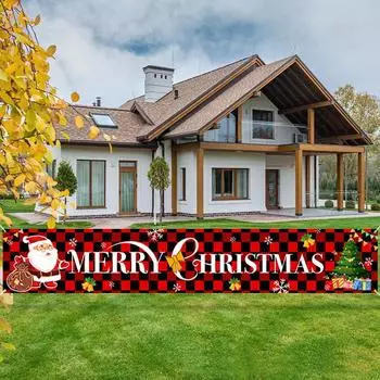 Рождественский баннер для вечеринки, фото фон, ткань, наружная атмосфера, украшение, висящий флаг 300*50 cm