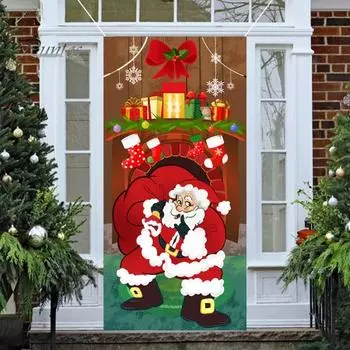 Рождественский баннер на дверь, украшение на дверь Санта-Клауса, Веселое Рождество, Новый год, подвесной баннер для семейных встреч, праздничные атрибуты A