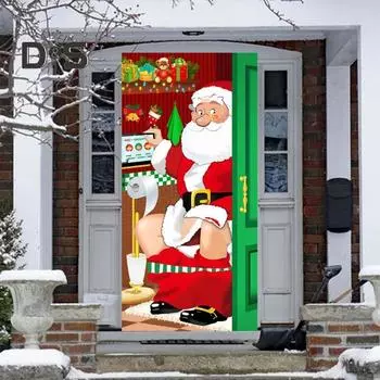 Рождественский баннер на дверь, украшение на дверь Санта-Клауса, Веселое Рождество, Новый год, подвесной баннер для семейных встреч, праздничные атрибуты A