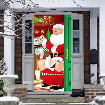 Рождественский баннер на дверь, украшение на дверь Санта-Клауса, Веселое Рождество, Новый год, подвесной баннер для семейных встреч, праздничные атрибуты A