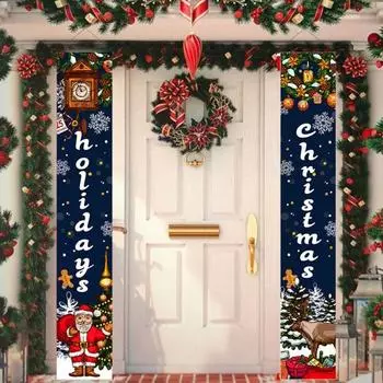 Рождественский баннер на дверь, зимний приветственный знак на входной двери, баннер на крыльце, рождественское настенное украшение