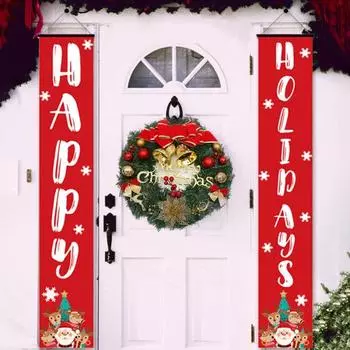 Рождественский баннер на дверь, зимний приветственный знак на входной двери, баннер на крыльце, рождественское настенное украшение для домашнего декора, офиса и вечеринки C