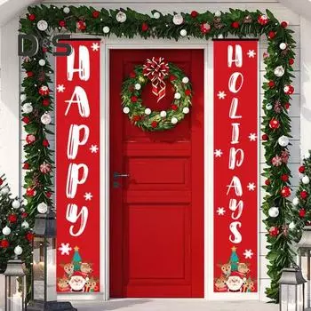 Рождественский баннер на дверь, зимний приветственный знак на входной двери, баннер на крыльце, рождественское настенное украшение для домашнего декора, офиса и вечеринки H