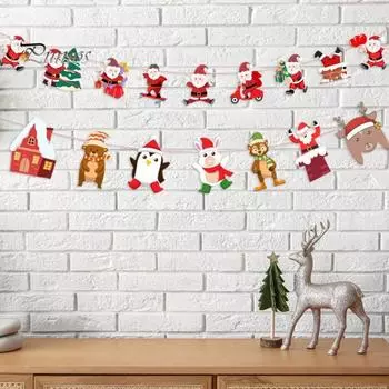 Рождественский баннер, украшение, медведь, Санта, снеговик, рождественская гирлянда, праздничный подвесной баннер, вывеска для каминной полки, декор для вечеринки D