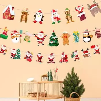 Рождественский баннер, украшение, медведь, Санта, снеговик, рождественская гирлянда, праздничный подвесной баннер, вывеска для каминной полки, декор для вечеринки