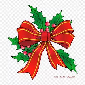 Рождественский бант, иллюстрация, рождественские границы и F, термопереносная печать, виниловые нашивки, наклейки для одежды, аппликации «сделай сам», моющиеся нашивки