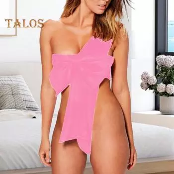 Рождественский бант нижнее белье сексуальный костюм Санта-Клауса большой бант бархатный боди день святого валентина распаковка мне наряд для женщин XXXXXL