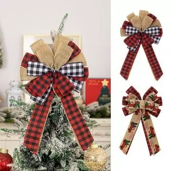 Рождественский бант, плетеный вручную, декоративный бант для украшения рождественской елки, подарочная коробка, венок, бант, украшения для дома A