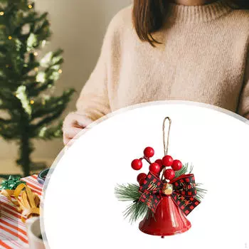 Рождественский бант с колокольчиком, деревенский небьющийся Рождественский клетчатый бант, подвеска для Round Bells