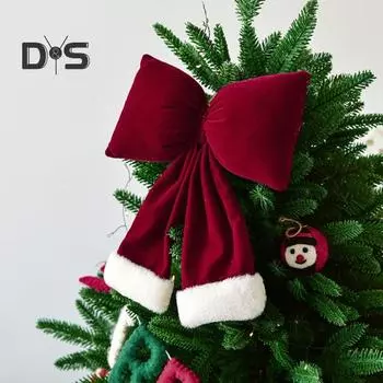 Рождественский бант, украшение, бархатный красный бант, подвесные украшения, рождественская елка, подвеска для праздничного домашнего декора S