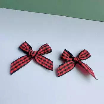 Рождественский бант в клетку DIY аксессуары Лента Маленькая свежая машина Праздничные украшения Аксессуары Рождественская веревка black and red grid/1.0