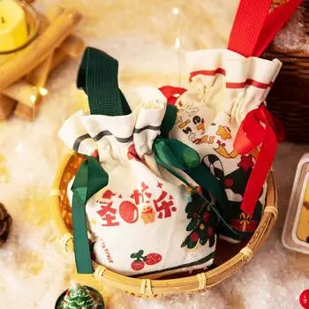 Рождественский бархатный подарочный мешок, сумка Санты с завязкой, сумка с ручкой в виде конфет и яблок, подвесное украшение на рождественскую елку, новогодний рождественский подарок A3