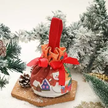 Рождественский бархатный подарочный мешок, сумка Санты с завязкой, сумка с ручкой в виде конфет и яблок, подвесное украшение на рождественскую елку, новогодний рождественский подарок A3