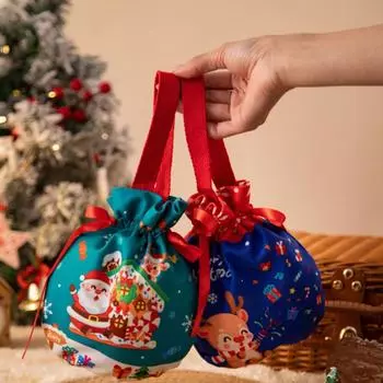 Рождественский бархатный подарочный пакет Санта-Клауса, сумка с завязками, конфеты, яблоки, сумка с ручкой, подвесное украшение на рождественскую елку, подарок на год