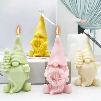 Рождественский безликий цветок Санта-Клаус свеча силиконовая форма DIY венок на руку рождественская елка карлик гипсовая форма для мыла рождественские украшения подарки на вечеринку C