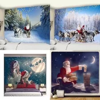 Рождественский бог олень украшение дома гобелен фон ткань хиппи психоделическая сцена богемная настенная подвеска украшение комнаты 100x75cm
