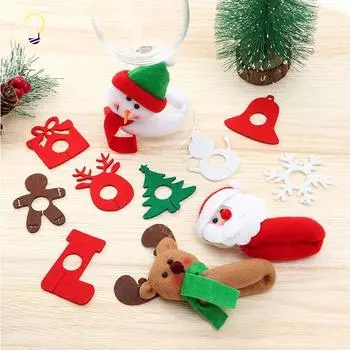 Рождественский бокал для вина, украшение Санта-Клауса, снеговика, лося, рождественской свадьбы, украшения для домашнего стола, 2025, новогодний подарок, декор