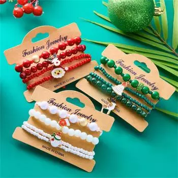 Рождественский браслет-цепочка для женщин Милая рождественская елка Снежинка Санта-Клаус колокольчик браслет Рождественские праздничные украшения для вечеринок