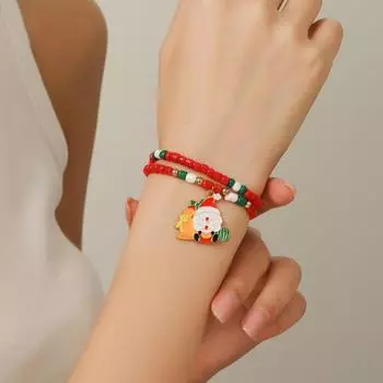 Рождественский браслет из бисера для пар для женщин и мужчин, милый мультяшный Санта-Клаус, рождественская елка, снеговик, кулон, браслет, подарки A1