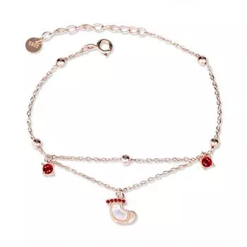 Рождественский браслет из стерлингового серебра S925 для женщин с кисточкой в минималистском лесном стиле и браслетом из перламутровых рождественских чулок Adjustable size