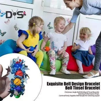 Рождественский браслет с колокольчиками, мишурный браслет, реквизит для танцевальных представлений, принадлежности для карнавальных вечеринок, браслет с колокольчиками для группы поддержки A