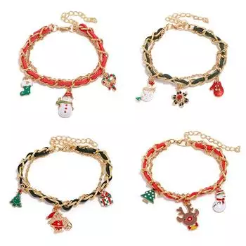 Рождественский браслет с оленями Санта-Клаус Колокольчики Шапка Перчатки Подвески на рождественскую елку Ювелирные изделия