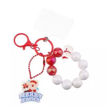 Рождественский брелок для телефона с бисером, милый брелок в виде Санта-Клауса, цепочка для мобильного телефона, подвеска на сумку для девочек, рождественские подарки one size