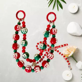 Рождественский брелок с бусинами, мультяшный автомобиль, брелок, сумка, украшение, подвеска Double Layers