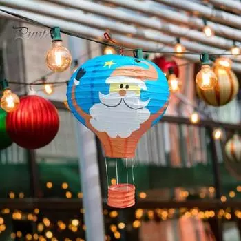 Рождественский бумажный фонарь, воздушный шар, бумажный фонарь, многоразовый декоративный подвесной бумажный фонарь для детского дня рождения, рождественский 30cm зелёный