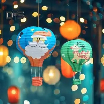 Рождественский бумажный фонарь, воздушный шар, бумажный фонарь, многоразовый декоративный подвесной бумажный фонарь для детского дня рождения, рождественский 30cm зелёный