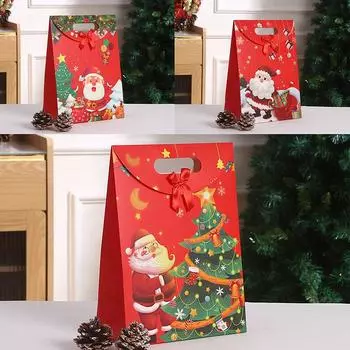 Рождественский бумажный пакет с откидной крышкой и пряжкой, подарочный пакет, многоразовая сумка для хранения, сумка для покупок, праздничная сумка для вечеринок A1