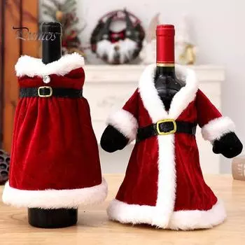 Рождественский чехол для бутылки вина, свитер для бутылки вина, платье для бутылки красного вина, центральный элемент праздничного рождественского украшения A