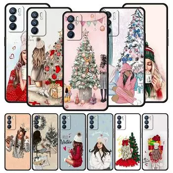 Рождественский чехол для девочек с изображением кофе для Oppo Find X6 X5 A54 A53 A52 A9 2020 A15 A95 A17 A16 A76 A74 A57 Reno7 Reno6 Pro Plus 5G Cover Oppo A57