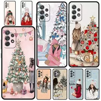 Рождественский чехол для девочек с кофе для Samsung A51 A71 A21S A12 A11 A31 A41 A52 A32 A23 A33 A53 A73 A03S A13 5G A72 A54 A34, чехол Samsung A71
